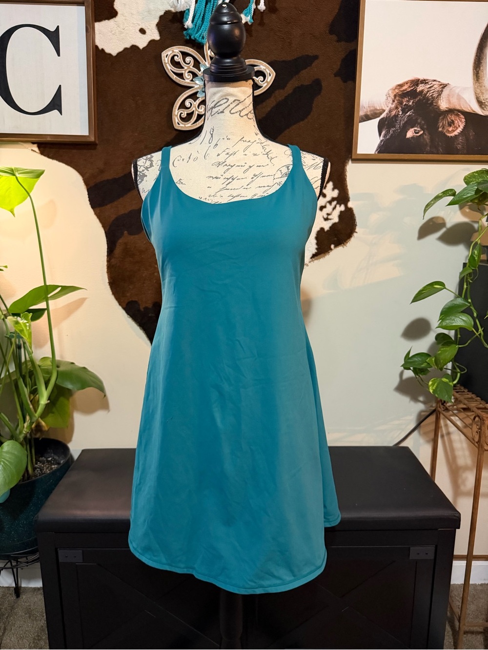 HALARA Teal Sleeveless A-Line Mini Dress